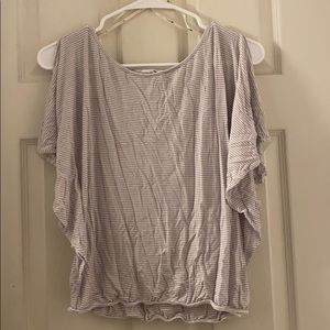 Forever 21 Gray Striped Open Shoulder Shirt